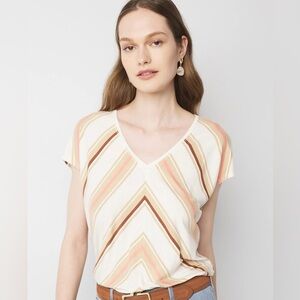 White House Black Market Multicolor Chevron V-Neck Top